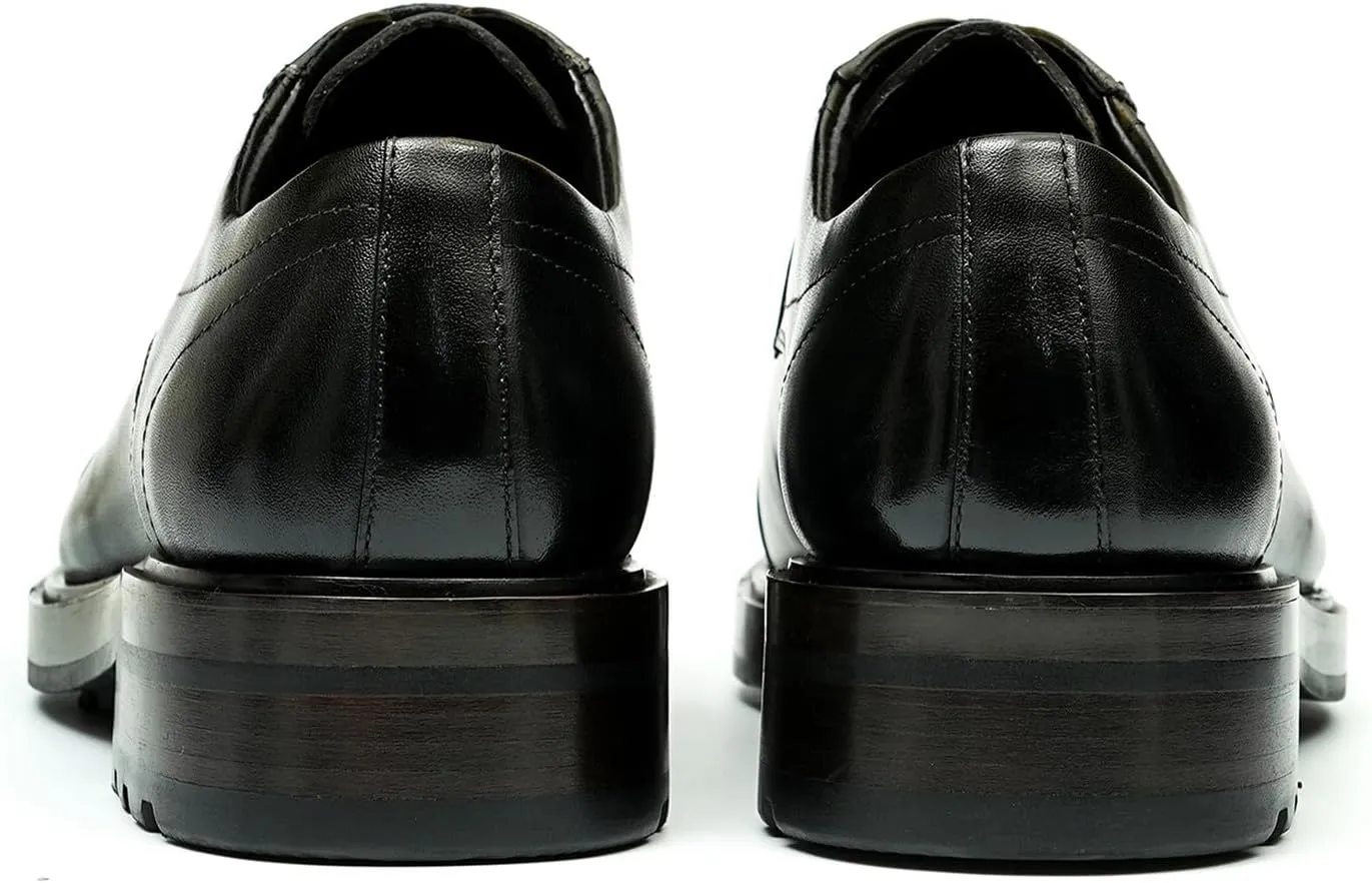 Mens Oxfords Formal Dress Derby Shoes Genunie Leather Cap Toe Modern Suit Shoes Fashion Prom Wedding Tuxedo Business Casual Lightweight Comfortable Shoes for Men