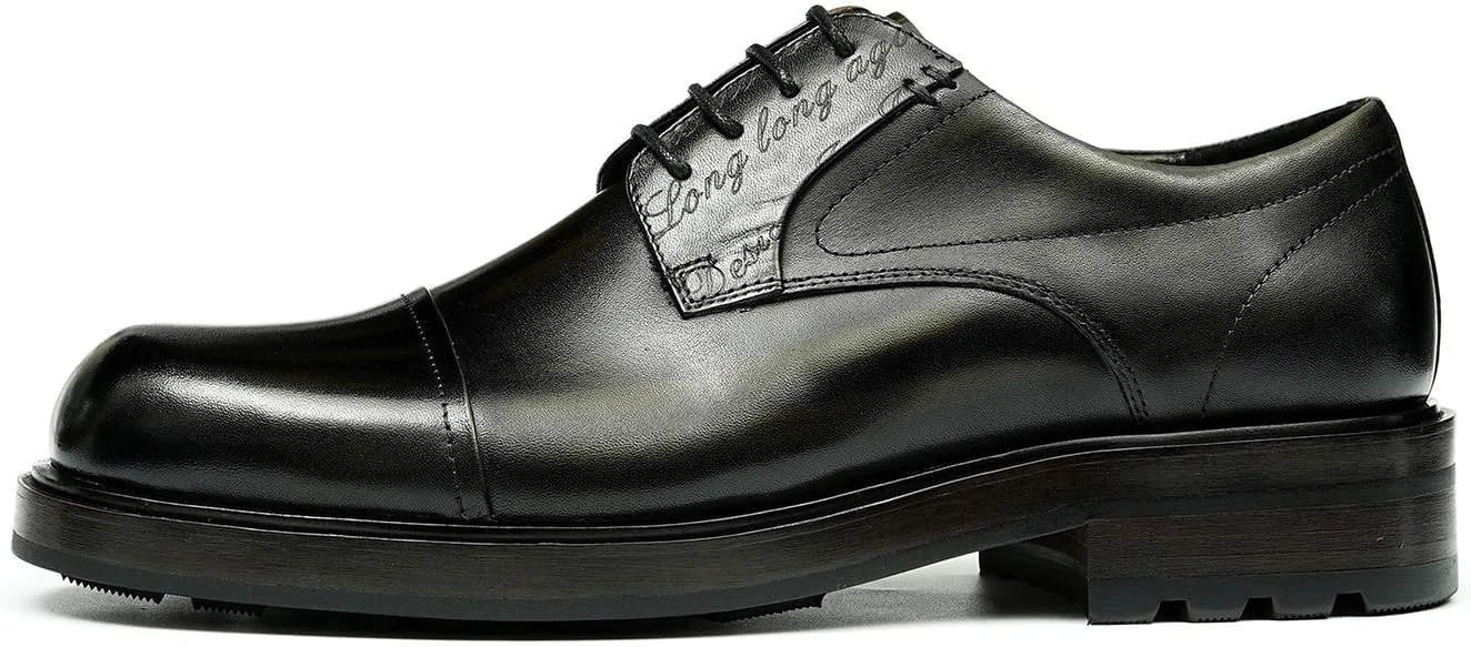 Mens Oxfords Formal Dress Derby Shoes Genunie Leather Cap Toe Modern Suit Shoes Fashion Prom Wedding Tuxedo Business Casual Lightweight Comfortable Shoes for Men