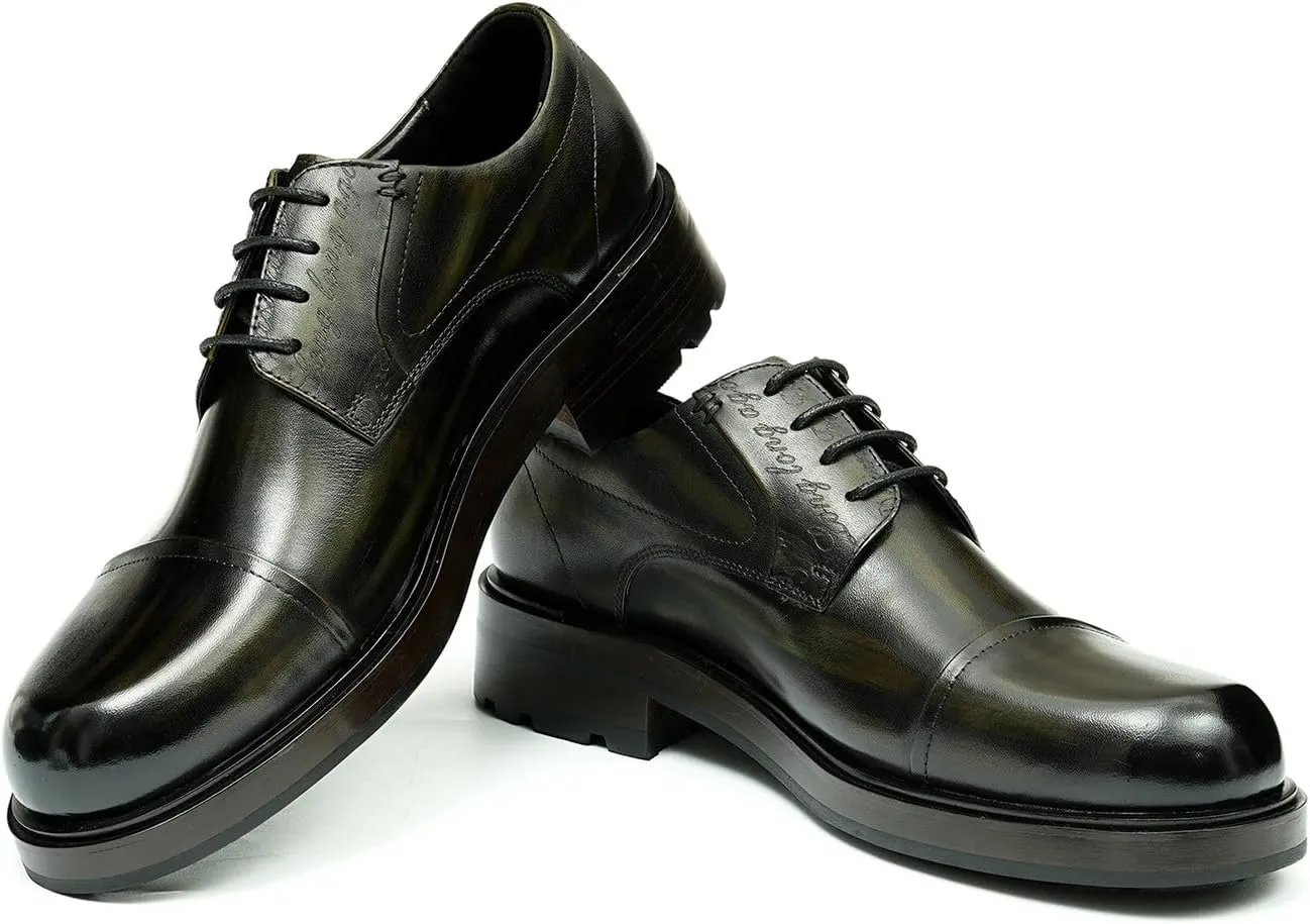 Mens Oxfords Formal Dress Derby Shoes Genunie Leather Cap Toe Modern Suit Shoes Fashion Prom Wedding Tuxedo Business Casual Lightweight Comfortable Shoes for Men