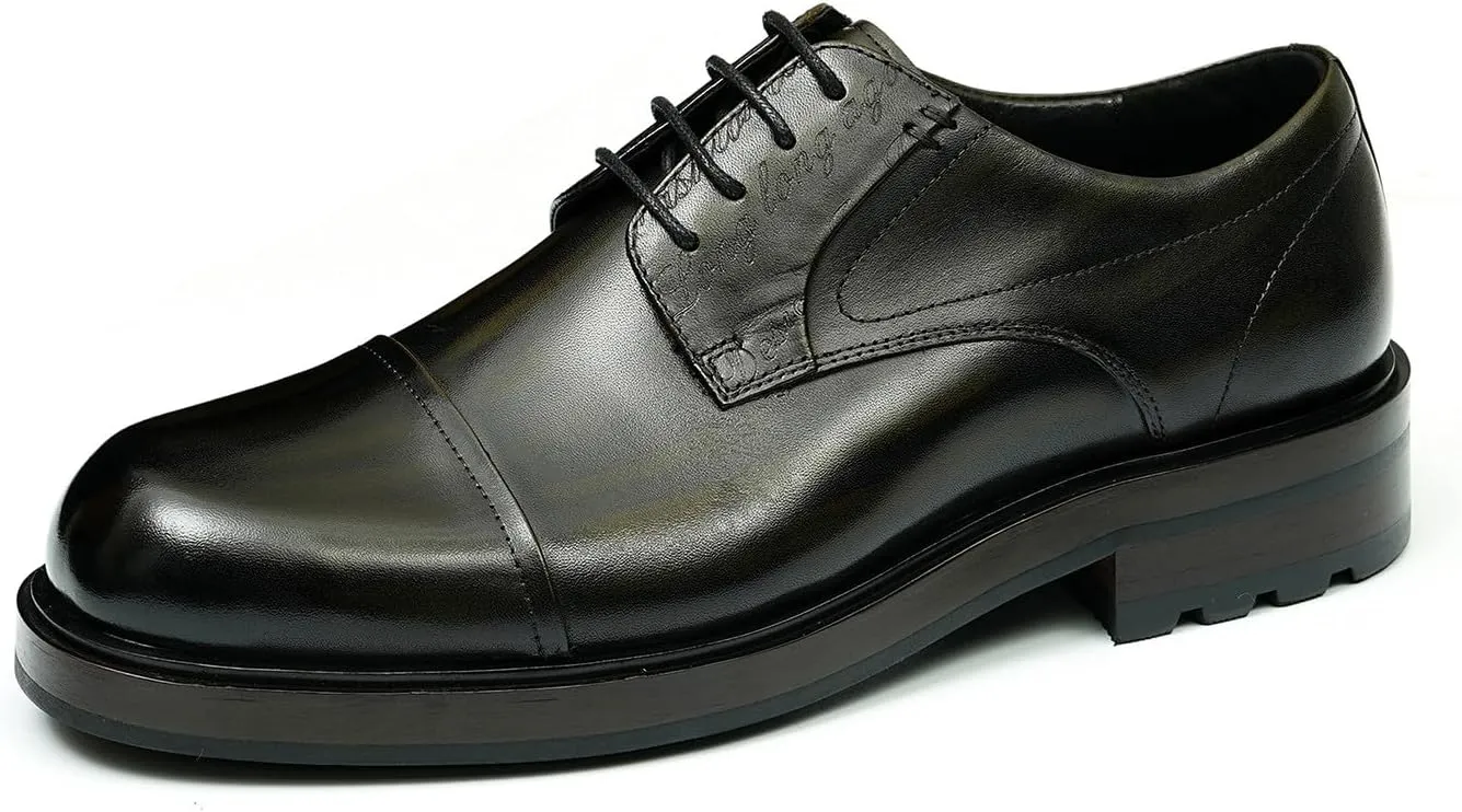 Mens Oxfords Formal Dress Derby Shoes Genunie Leather Cap Toe Modern Suit Shoes Fashion Prom Wedding Tuxedo Business Casual Lightweight Comfortable Shoes for Men