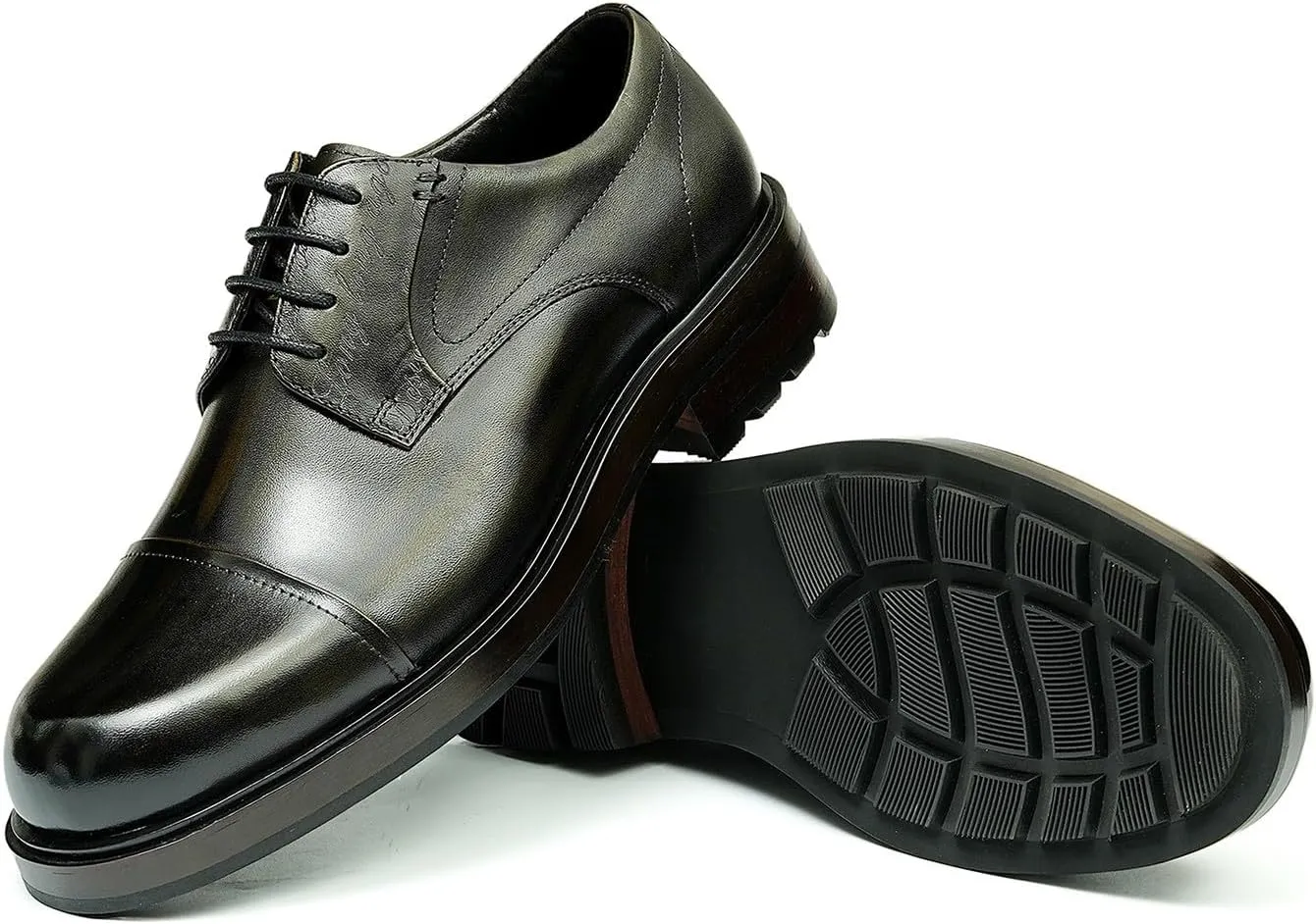 Mens Oxfords Formal Dress Derby Shoes Genunie Leather Cap Toe Modern Suit Shoes Fashion Prom Wedding Tuxedo Business Casual Lightweight Comfortable Shoes for Men