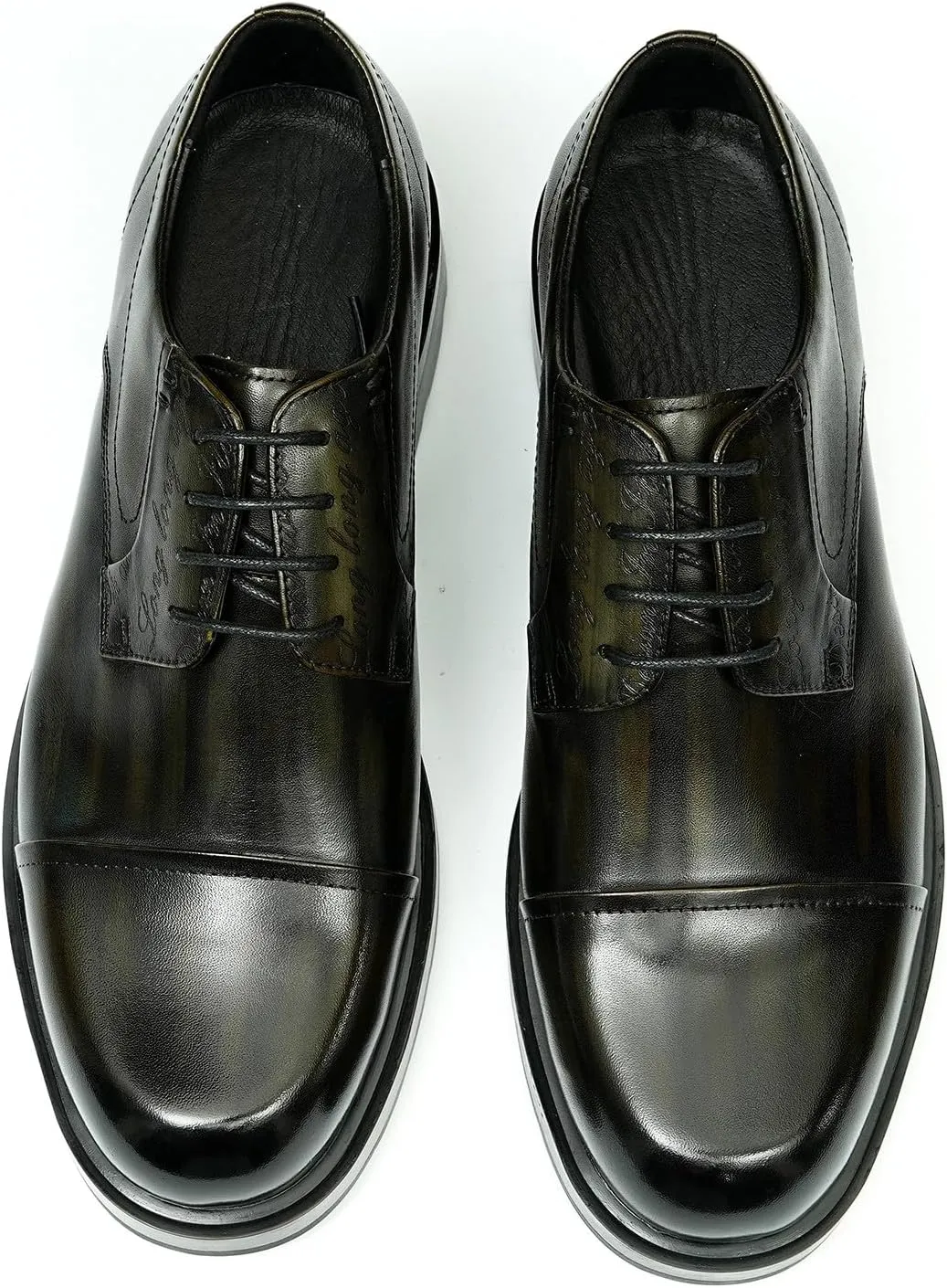 Mens Oxfords Formal Dress Derby Shoes Genunie Leather Cap Toe Modern Suit Shoes Fashion Prom Wedding Tuxedo Business Casual Lightweight Comfortable Shoes for Men