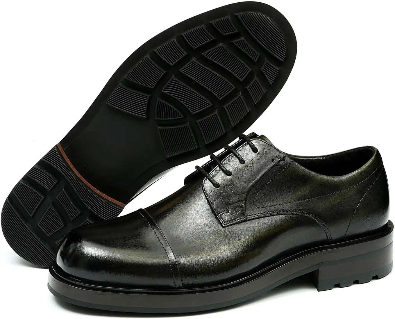 Mens Oxfords Formal Dress Derby Shoes Genunie Leather Cap Toe Modern Suit Shoes Fashion Prom Wedding Tuxedo Business Casual Lightweight Comfortable Shoes for Men