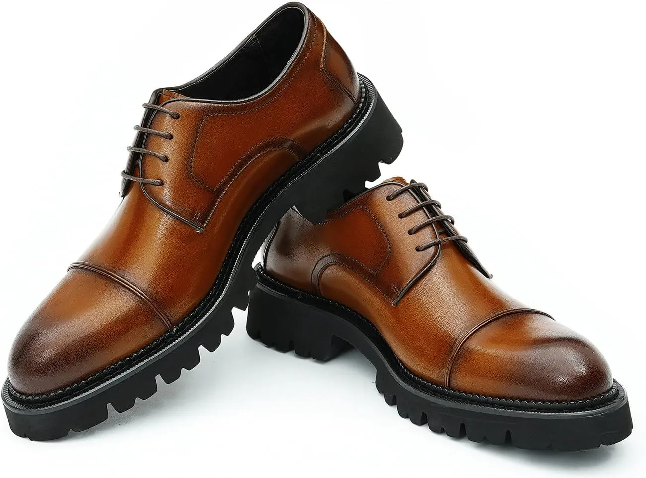 Men's Oxfords Formal Dress Genuine Leather Derby Fashion Business Causal Tuxedo Shoes Wedding Prom Shoes for Men