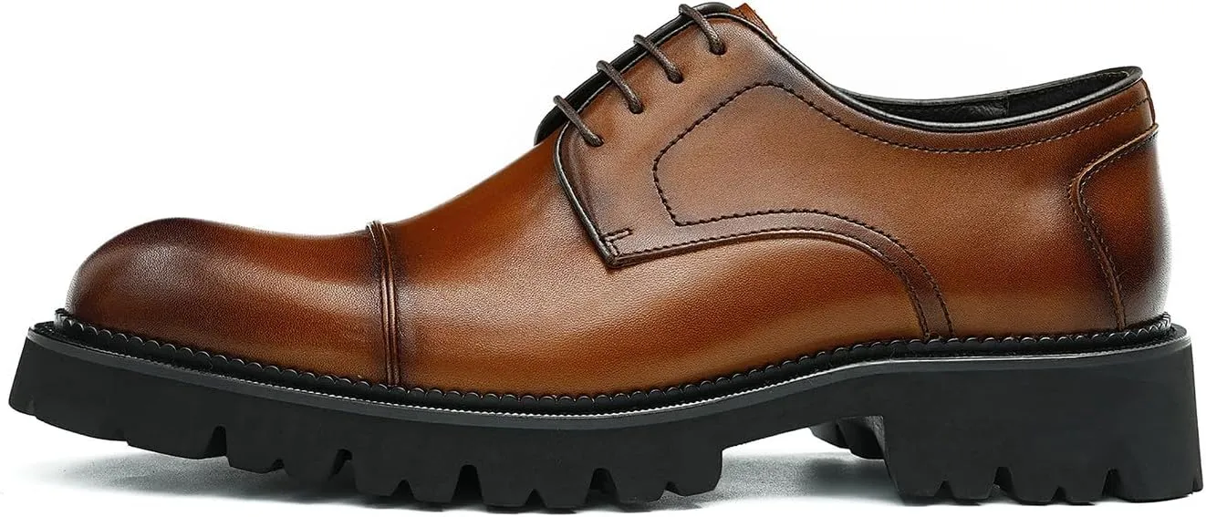 Men's Oxfords Formal Dress Genuine Leather Derby Fashion Business Causal Tuxedo Shoes Wedding Prom Shoes for Men