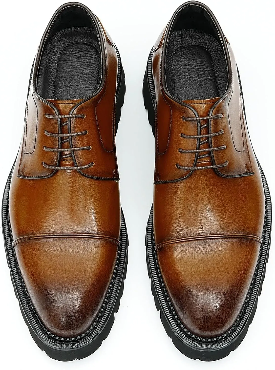 Men's Oxfords Formal Dress Genuine Leather Derby Fashion Business Causal Tuxedo Shoes Wedding Prom Shoes for Men