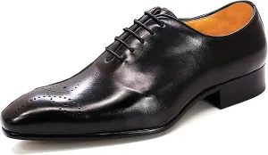 Mens Oxfords Formal Dress Genuine Leather Handmade Derby Casual Brogues Oxfords Tuxedo Fashion Walking Shoes for Men