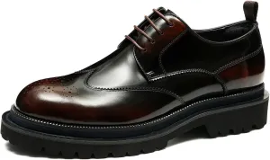 Mens Oxfords Formal Dress Genuine Leather Wingtips Brogues Derby Fahion Prom Wedding Business Casual Comfort Thick Sole Walking Shoes