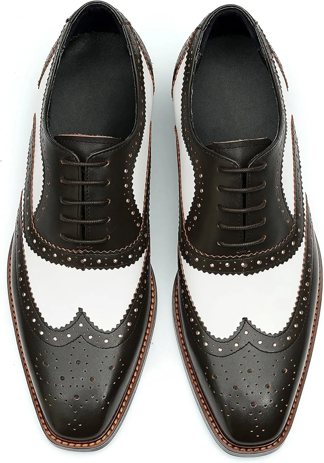 Men's Oxfords Formal Dress Leather Derby Fashion Business Tuxedo Casual Two Tone Wingtips Brogues Oxfords Wedding Prom Shoes for Men