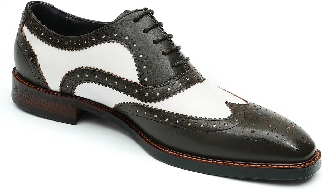 Men's Oxfords Formal Dress Leather Derby Fashion Business Tuxedo Casual Two Tone Wingtips Brogues Oxfords Wedding Prom Shoes for Men
