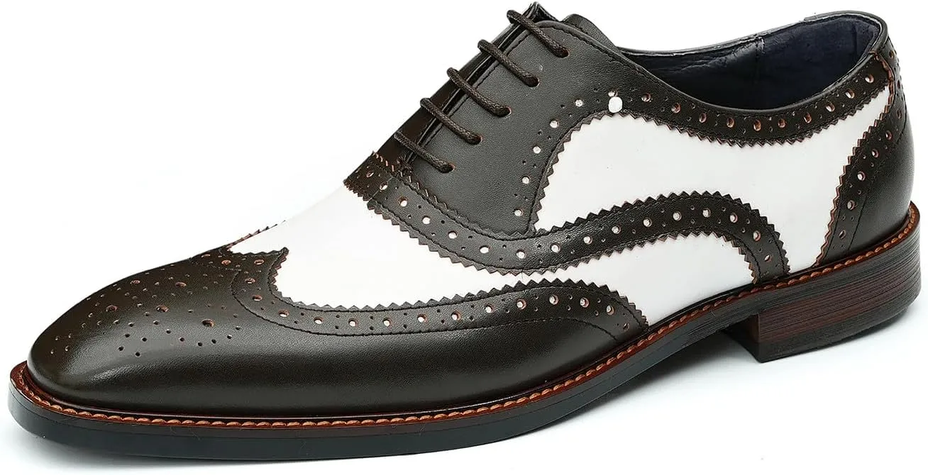 Men's Oxfords Formal Dress Leather Derby Fashion Business Tuxedo Casual Two Tone Wingtips Brogues Oxfords Wedding Prom Shoes for Men