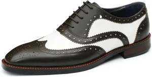 Men's Oxfords Formal Dress Leather Derby Fashion Business Tuxedo Casual Two Tone Wingtips Brogues Oxfords Wedding Prom Shoes for Men