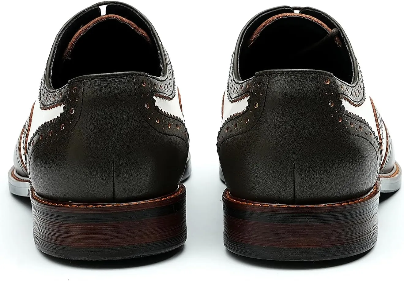 Men's Oxfords Formal Dress Leather Derby Fashion Business Tuxedo Casual Two Tone Wingtips Brogues Oxfords Wedding Prom Shoes for Men