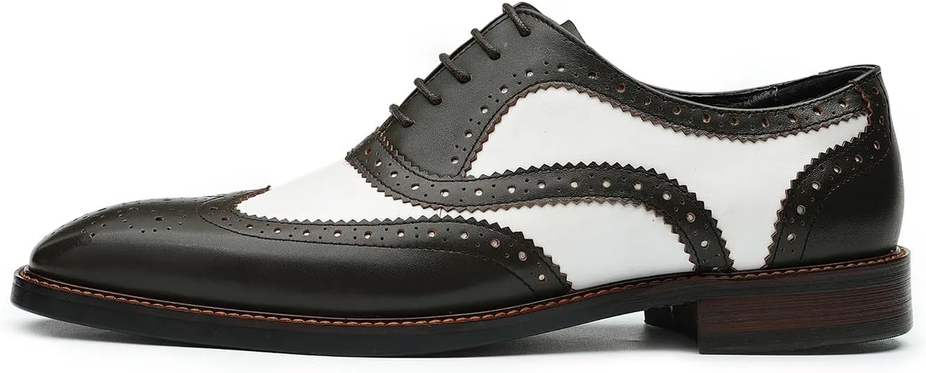 Men's Oxfords Formal Dress Leather Derby Fashion Business Tuxedo Casual Two Tone Wingtips Brogues Oxfords Wedding Prom Shoes for Men