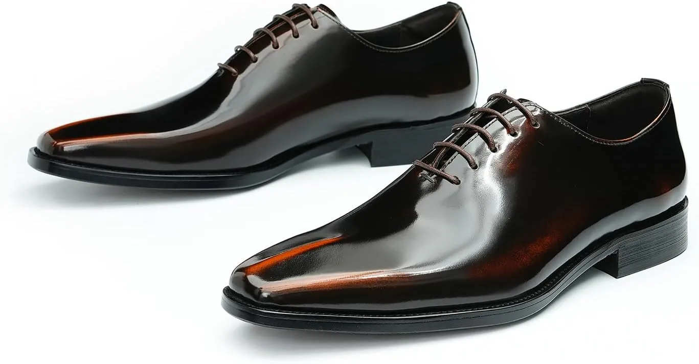 Mens Oxfords Formal Dress Shoes Fashion Prom Wedding Derby Business Tuxedo Patent Leather Whole Cut Oxfords Shoes for Men