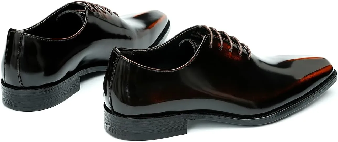 Mens Oxfords Formal Dress Shoes Fashion Prom Wedding Derby Business Tuxedo Patent Leather Whole Cut Oxfords Shoes for Men