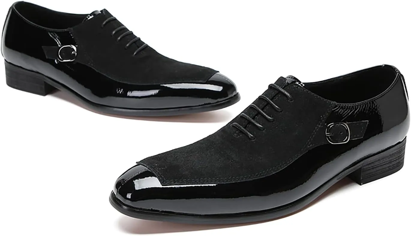 Mens Oxfords Formal Dress Suede Wingtip Toe Derby Fashion Business Casual Two Tone Comfortable Shoes Prom Wedding Tuxedo Shoes for Men