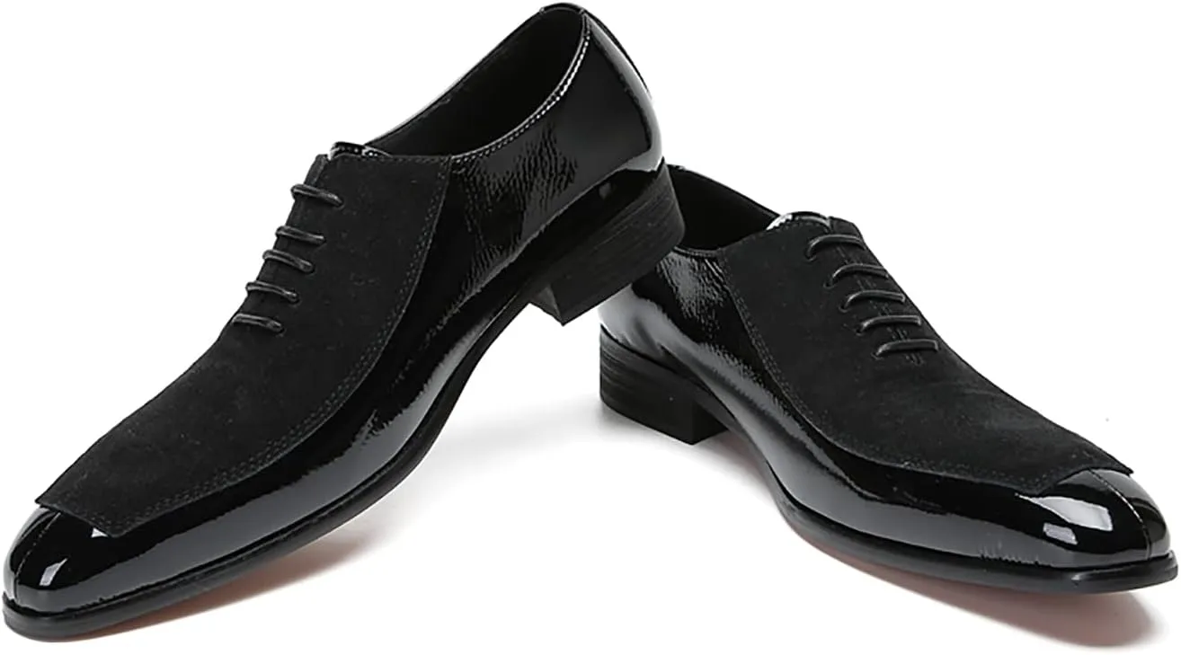 Mens Oxfords Formal Dress Suede Wingtip Toe Derby Fashion Business Casual Two Tone Comfortable Shoes Prom Wedding Tuxedo Shoes for Men