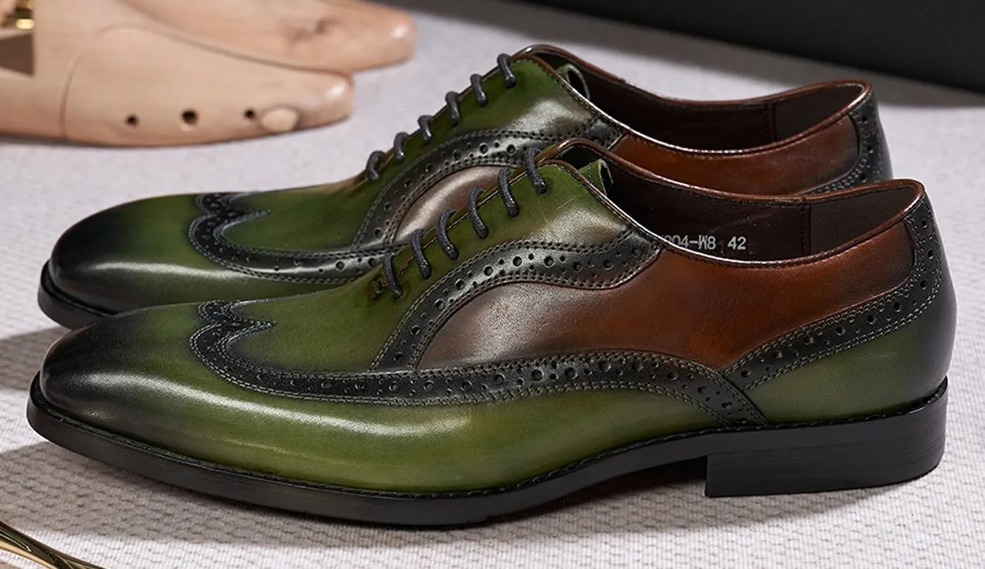 Mens Oxfords Formal Dress Suit Shoes Genunie Leather Wingtip Brogues Modern Derby Fashion Prom Wedding Business Casual Comfortable Tuxedo Shoes for Men
