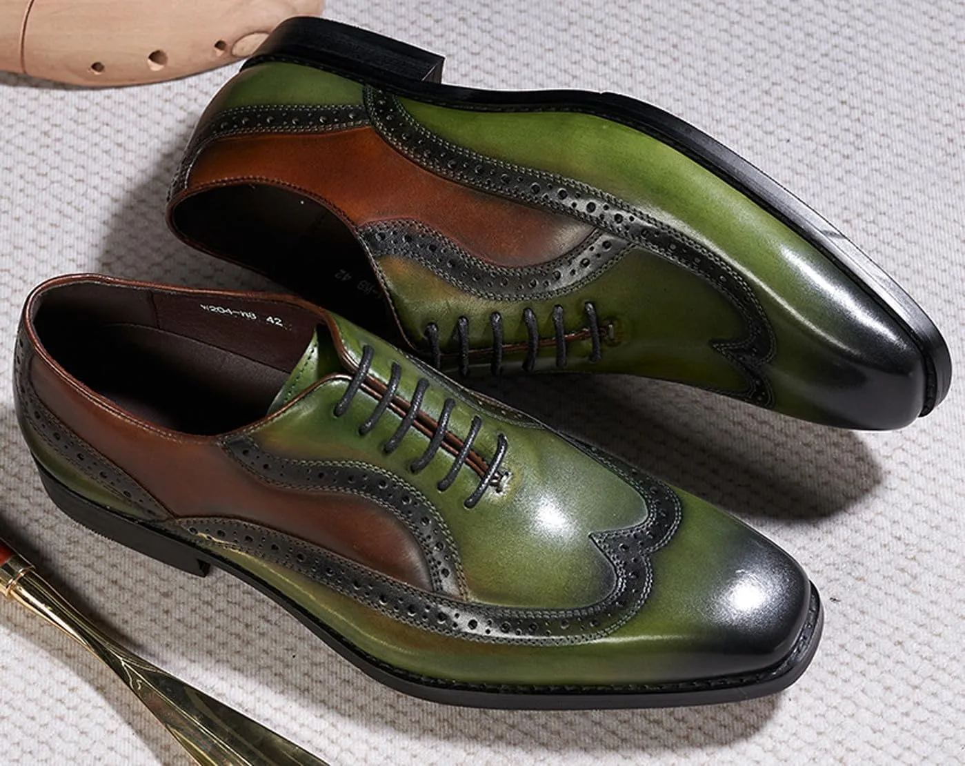 Mens Oxfords Formal Dress Suit Shoes Genunie Leather Wingtip Brogues Modern Derby Fashion Prom Wedding Business Casual Comfortable Tuxedo Shoes for Men