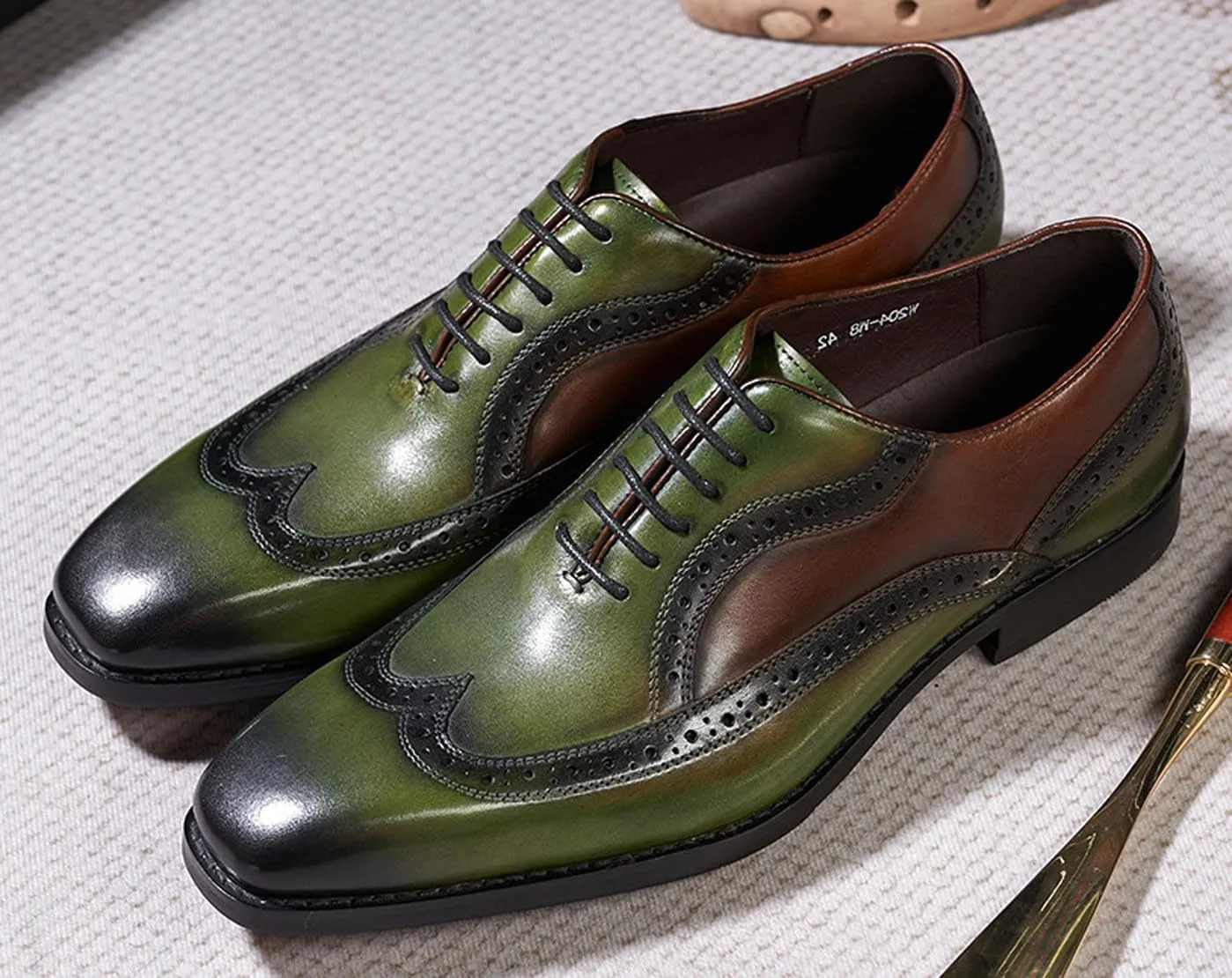 Mens Oxfords Formal Dress Suit Shoes Genunie Leather Wingtip Brogues Modern Derby Fashion Prom Wedding Business Casual Comfortable Tuxedo Shoes for Men