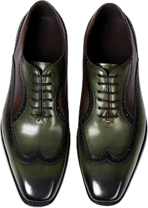 Mens Oxfords Formal Dress Suit Shoes Genunie Leather Wingtip Brogues Modern Derby Fashion Prom Wedding Business Casual Comfortable Tuxedo Shoes for Men