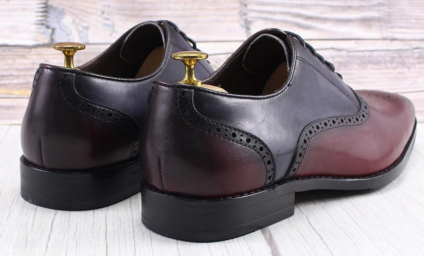 Mens Oxfords Formal Dress Suit Shoes Genunie Leather Wingtip Brogues Modern Luxury Two Tone Derby Fashion Prom Wedding Business Casual Comfortable Tuxedo Shoes for Men