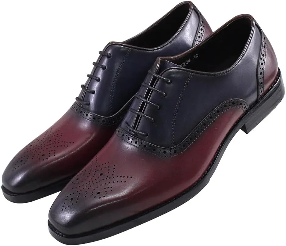 Mens Oxfords Formal Dress Suit Shoes Genunie Leather Wingtip Brogues Modern Luxury Two Tone Derby Fashion Prom Wedding Business Casual Comfortable Tuxedo Shoes for Men
