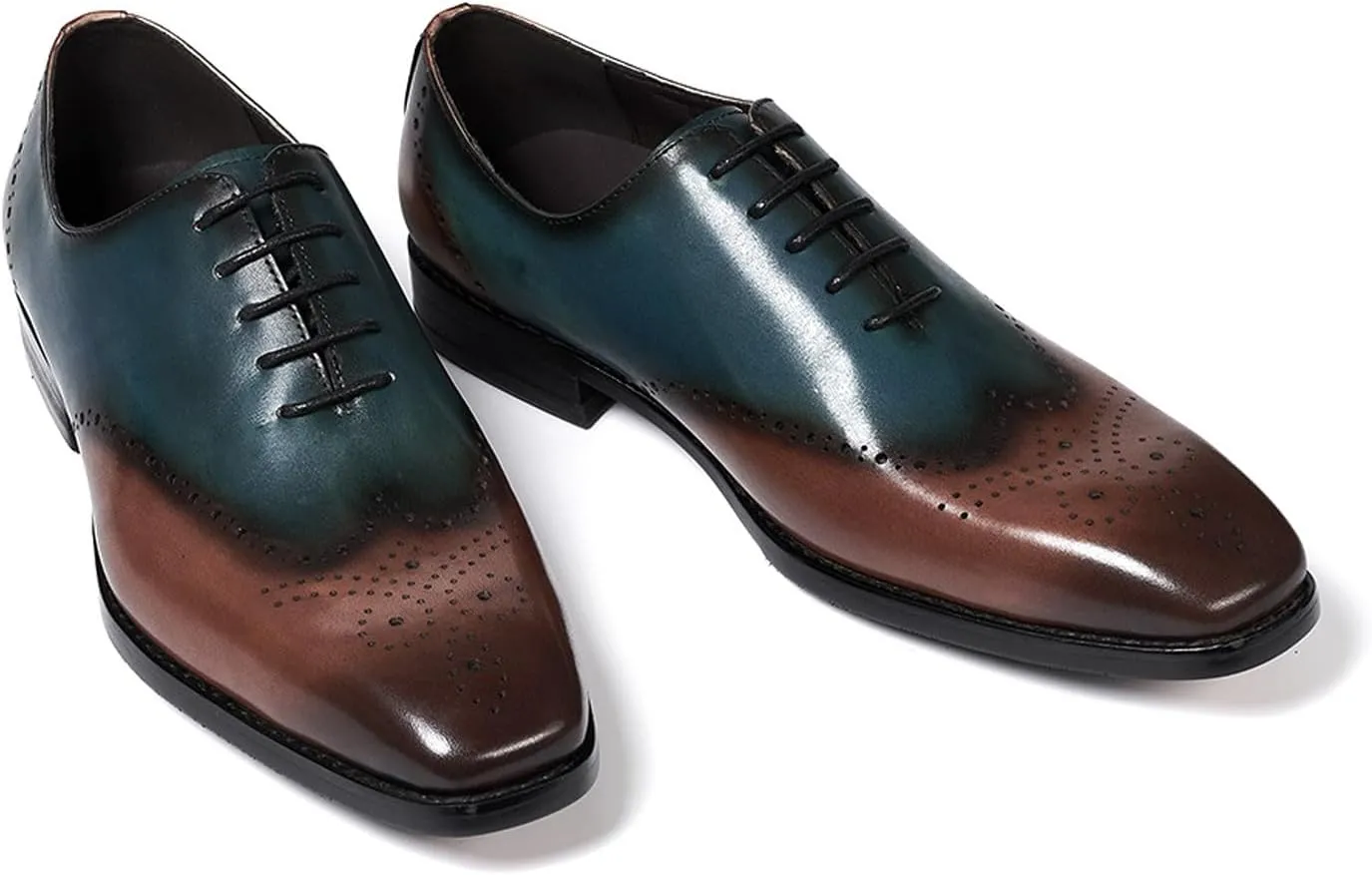 Mens Oxfords Formal Dress Suit Shoes Men's Fashion Modern Genunie Leather Wingtip Brogues Derby Prom Wedding Business Causal Two Tone Tuxedo Shoes for Men