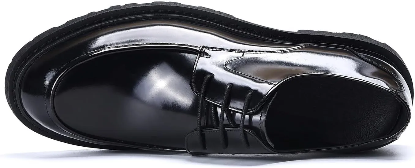 Mens Oxfords Wedding Dress Derby Genuine Leather Prom Business Casual Shoes Fashion Tuxedo Brown Dress Shoes for Men