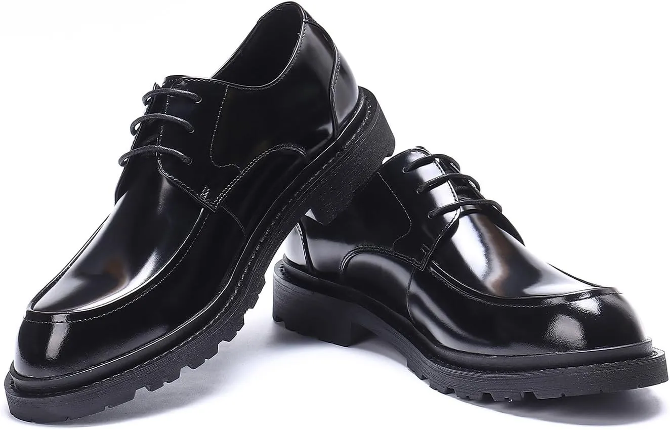 Mens Oxfords Wedding Dress Derby Genuine Leather Prom Business Casual Shoes Fashion Tuxedo Brown Dress Shoes for Men