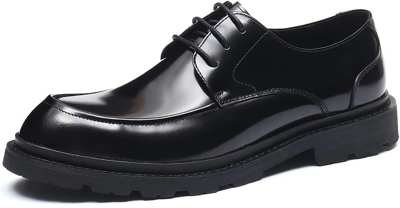 Mens Oxfords Wedding Dress Derby Genuine Leather Prom Business Casual Shoes Fashion Tuxedo Brown Dress Shoes for Men