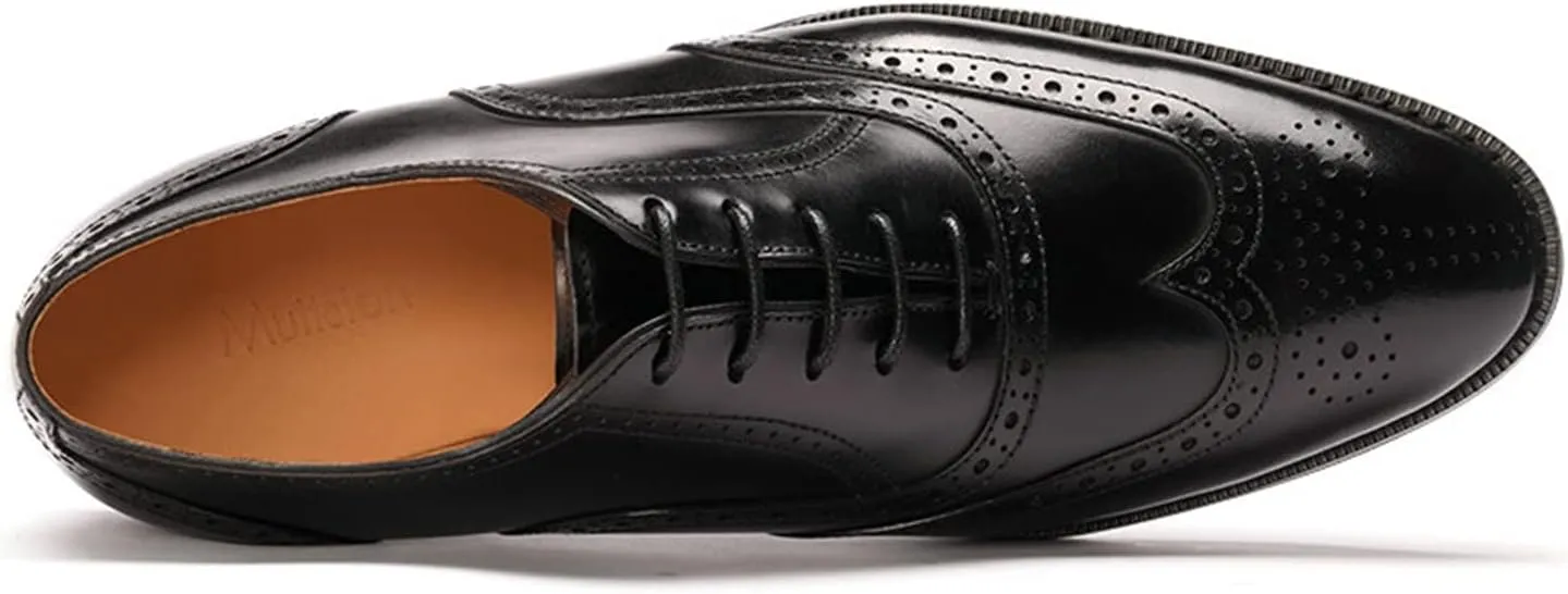 Men’s Oxfords Wingtip Full Brogues Carved Calf Shoes for Business,Casual