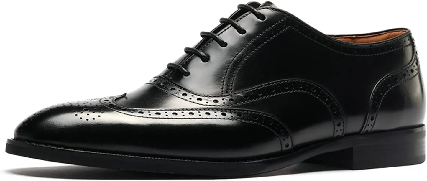 Men’s Oxfords Wingtip Full Brogues Carved Calf Shoes for Business,Casual