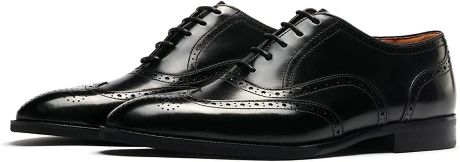 Men’s Oxfords Wingtip Full Brogues Carved Calf Shoes for Business,Casual