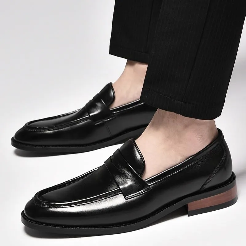 Men's Party Loafers Vegan Leather Classic Wedding Round Toe Solid Color Slip-on