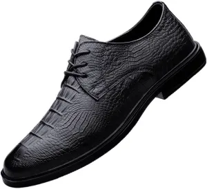 Men's Pointed Toe Brogue Oxfords - Stylish Leather Dress Shoes for Business & Casual Wear