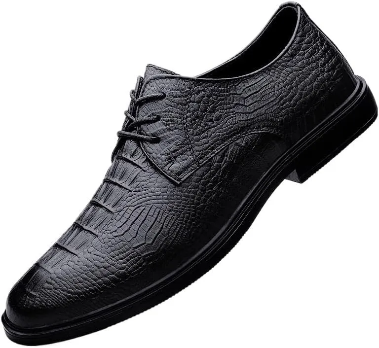 Men's Pointed Toe Brogue Oxfords - Stylish Leather Dress Shoes for Business & Casual Wear