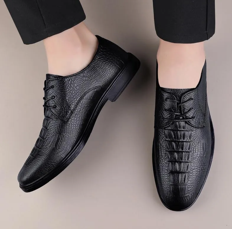 Men's Pointed Toe Brogue Oxfords - Stylish Leather Dress Shoes for Business & Casual Wear