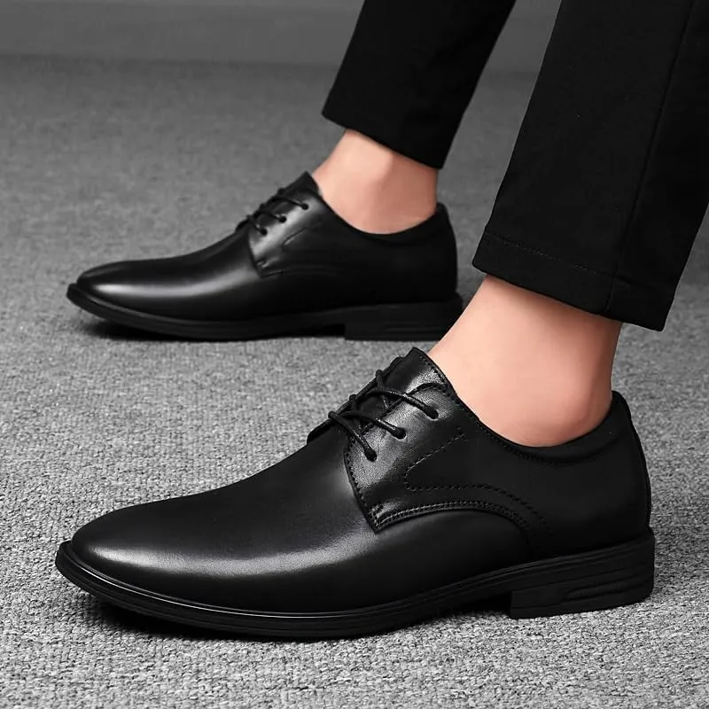Men's Pointed Toe Oxford Shoes - Fashion Leather Lace-Up Dress Shoes for Business & Formal