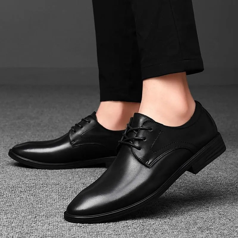 Men's Pointed Toe Oxford Shoes - Fashion Leather Lace-Up Dress Shoes for Business & Formal