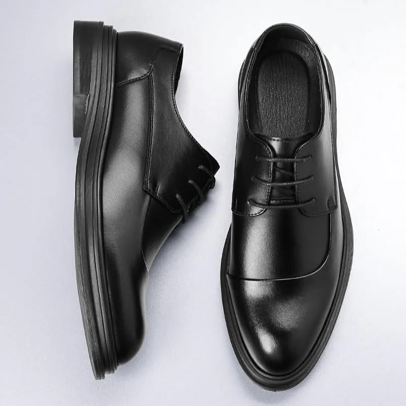 Men's Retro Genuine Leather Dress Shoes Soft-Soled Non-Slip Oxfords Shoes Fashion Casual Comfortable Walking Shoes for Men