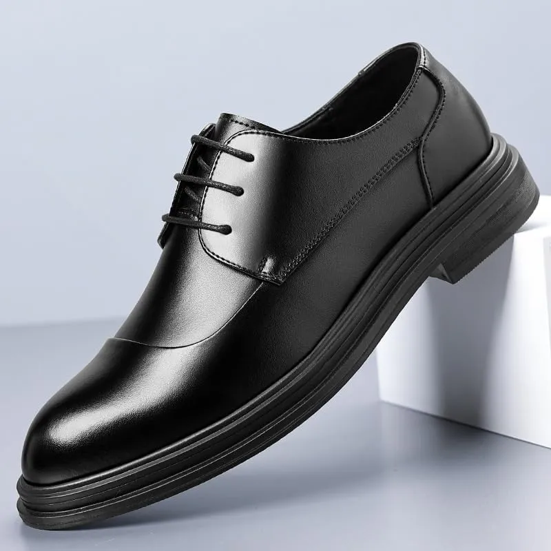 Men's Retro Genuine Leather Dress Shoes Soft-Soled Non-Slip Oxfords Shoes Fashion Casual Comfortable Walking Shoes for Men