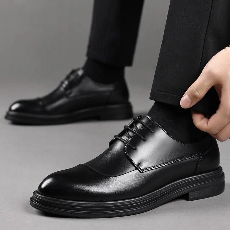 Men's Retro Genuine Leather Dress Shoes Soft-Soled Non-Slip Oxfords Shoes Fashion Casual Comfortable Walking Shoes for Men
