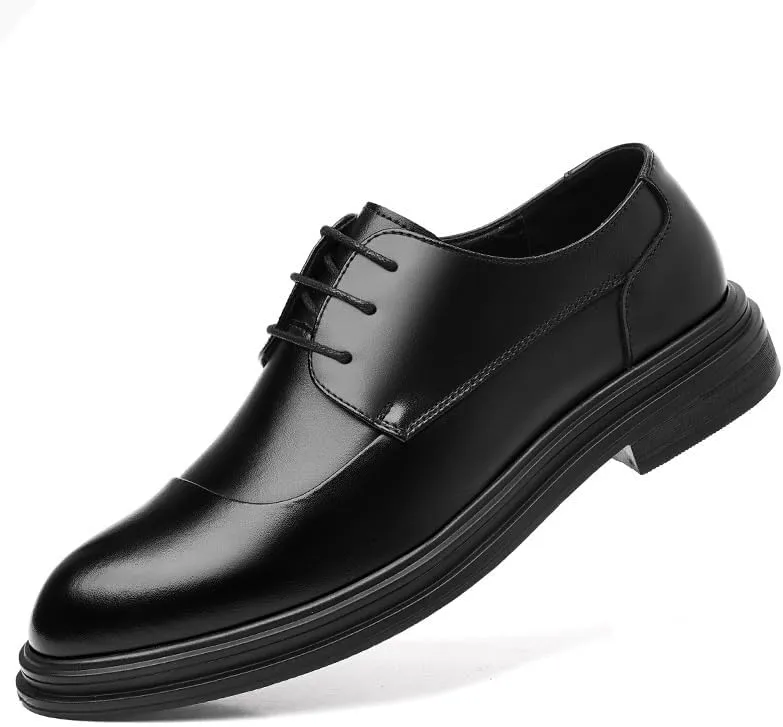 Men's Retro Genuine Leather Dress Shoes Soft-Soled Non-Slip Oxfords Shoes Fashion Casual Comfortable Walking Shoes for Men