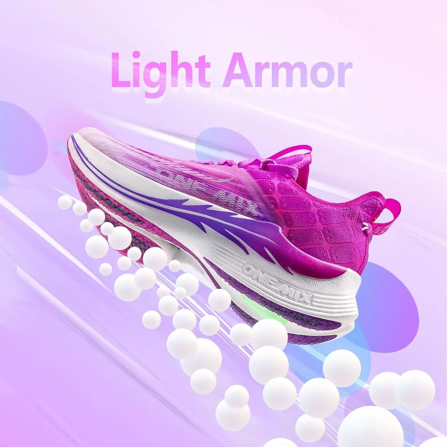 Men's Road Running Shoes Marathon Running Shoes Carbon Fiber Plate Running Shoes Wide with Arch Support Lightweight Breathable Sneakers ONEMIX Light Armor 21601