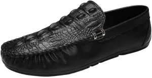 Men's Round Toe Crocodile Print Loafers - Lightweight, Anti-Slip, Flexible Slip-On Shoes for Party & Casual Wear