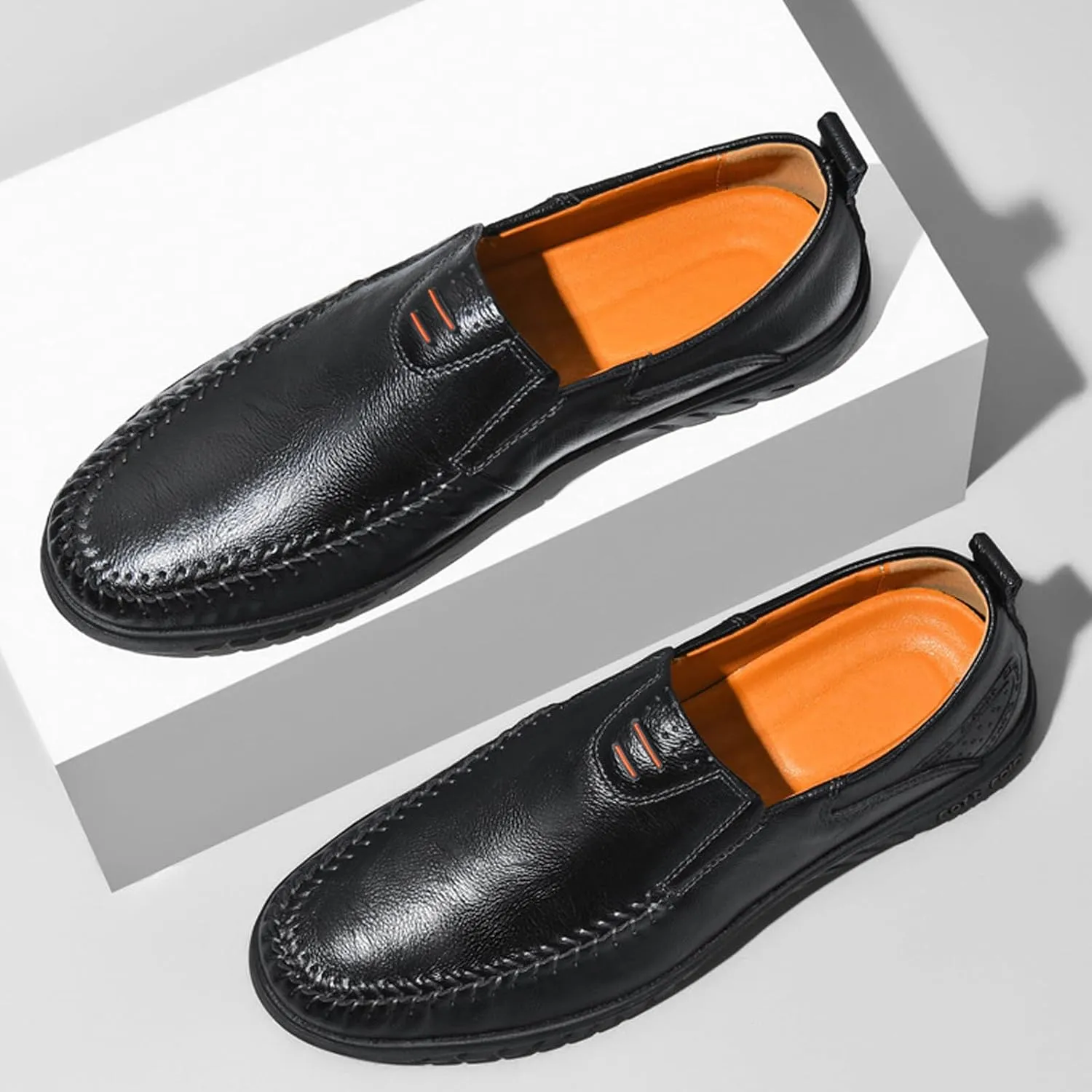 Mens Slip on Shoes Black Comfort Orthopedic Dress Shoe 2025 Fashion Brogue Footwear Casual Loafers Formal Sneakers