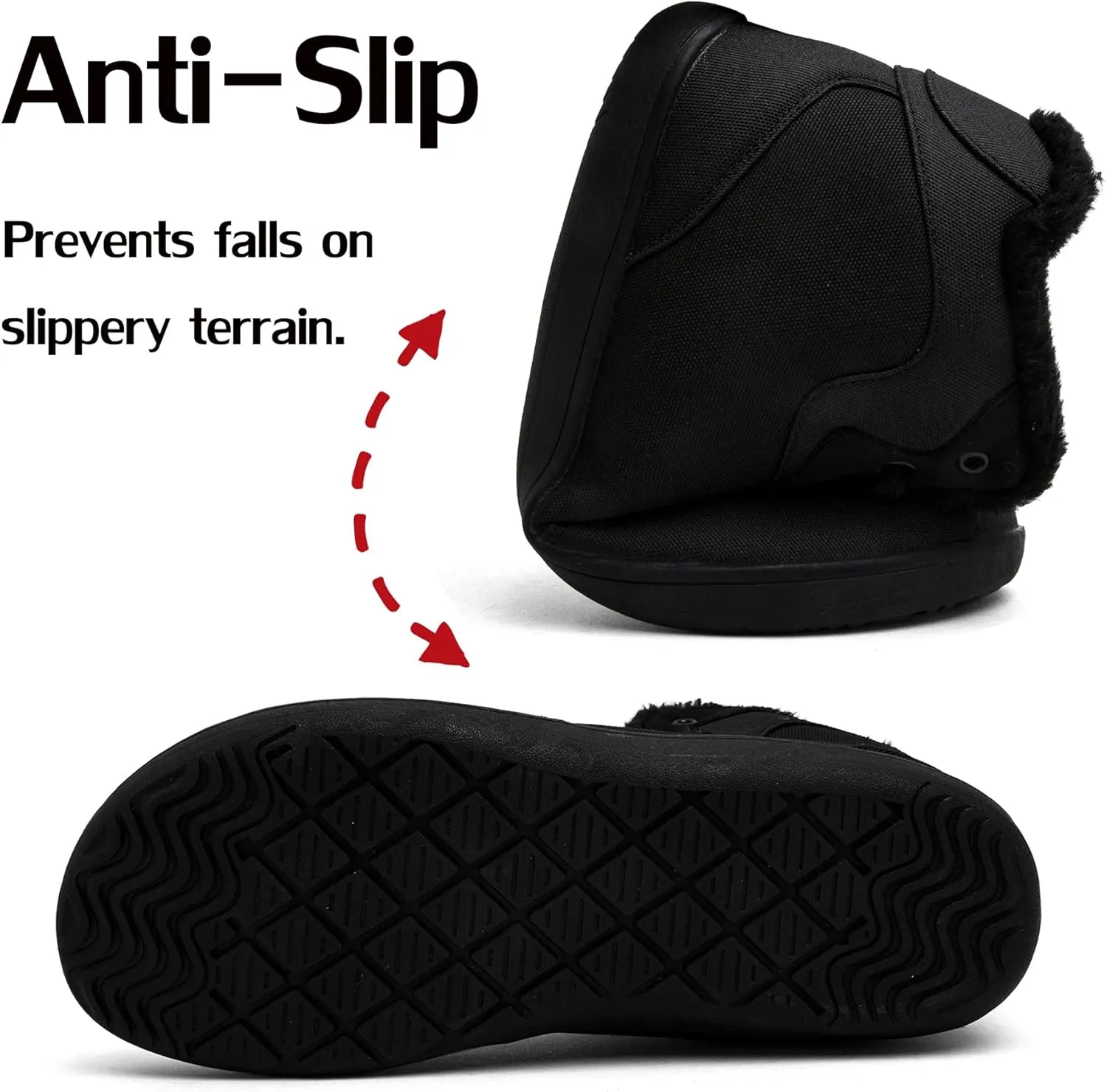 Men's Snow Ankle Boots - Fur Lined Winter Warm Anti-Slip Water Resistant Booties - Outdoor Walking Boots 6.5-11.5US