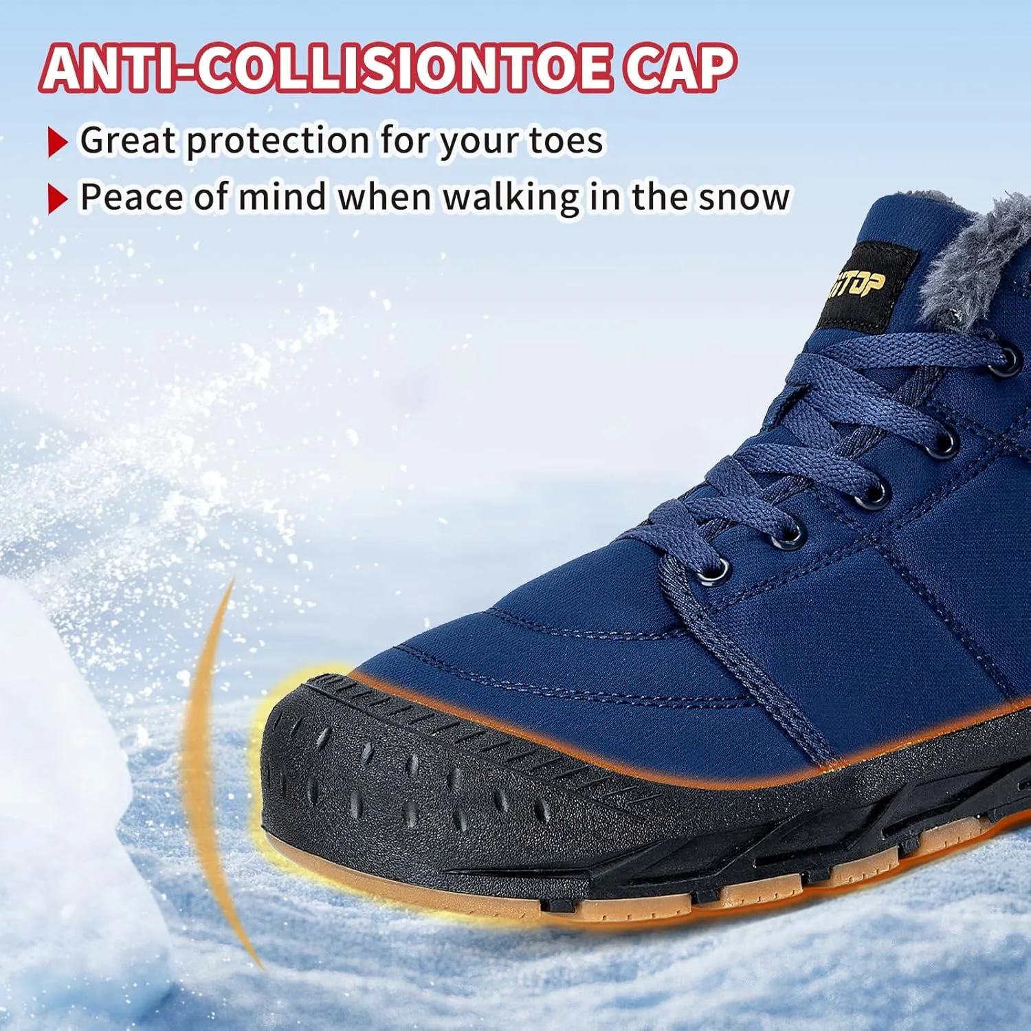 Mens Snow Boots, Mens Winter Boots, Mens Winter Trekking Snow Boots, Winter Boots for Men Waterproof Fur Lined Warm Winter Boots Men Lace up Snow Ankle Shoes Outdoor Anti-Slip Lightweight Hiking Boot